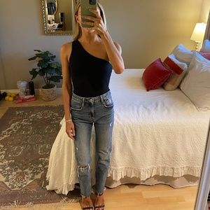 Zara One Shoulder Bodysuit Black (XS)